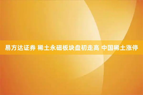 易方达证券 稀土永磁板块盘初走高 中国稀土涨停